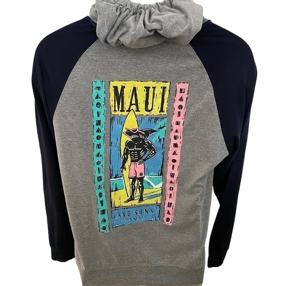 MAUI And SONS Hoodie Shark Surf Sweatshirt Pullover Men S Small - Picture 1 of 6
